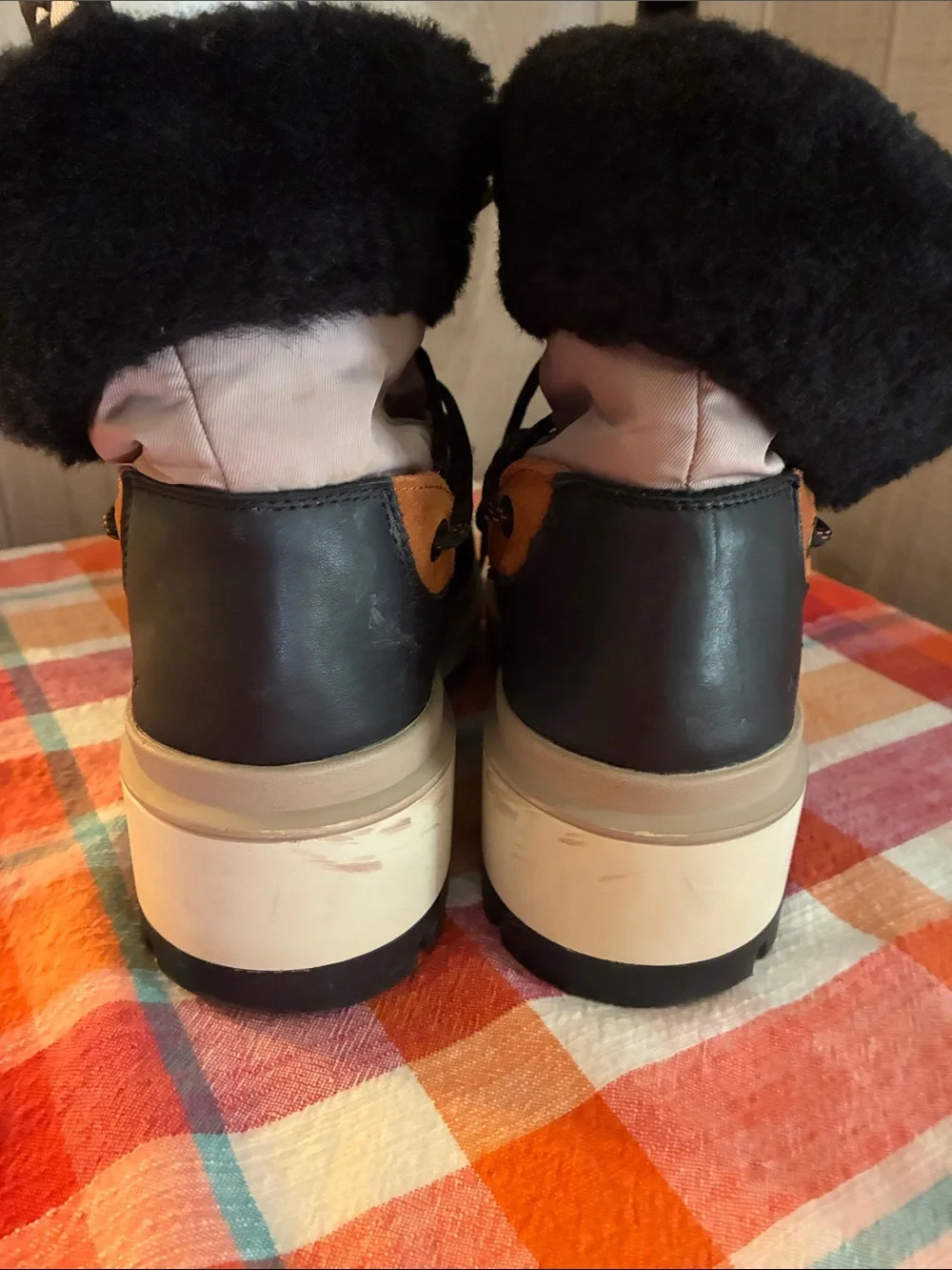 Cougar Black, Tan and Cream Women's Winter Lace-Up Boots